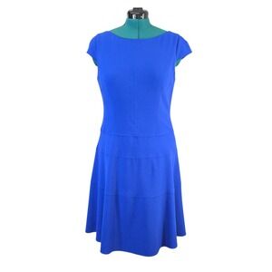 Coldwater Creek Blue Fit & Flare Dress‎ Cap Sleeve Career Cocktail Party